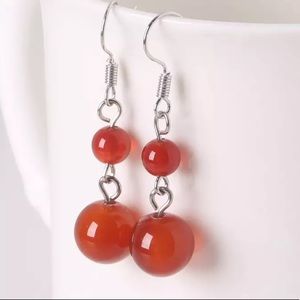 Genuine Red Agate Earrings